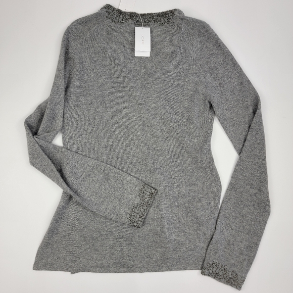 J. Crew Cashmere Blend Beaded Sweater Heather Grey NWT Size M - Picture 11 of 15